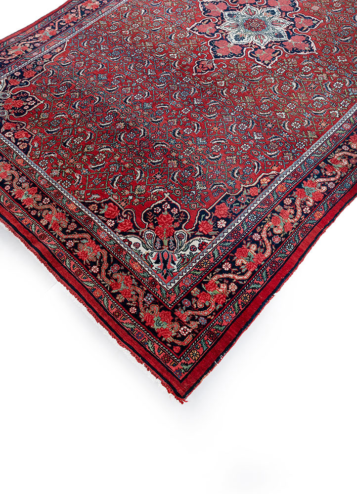 aalam red and orange wool hand knotted Rug - FoldShot