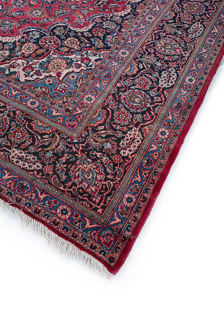 aalam red and orange wool hand knotted Rug - FoldShot aalam red and orange wool hand knotted Rug - FoldShot