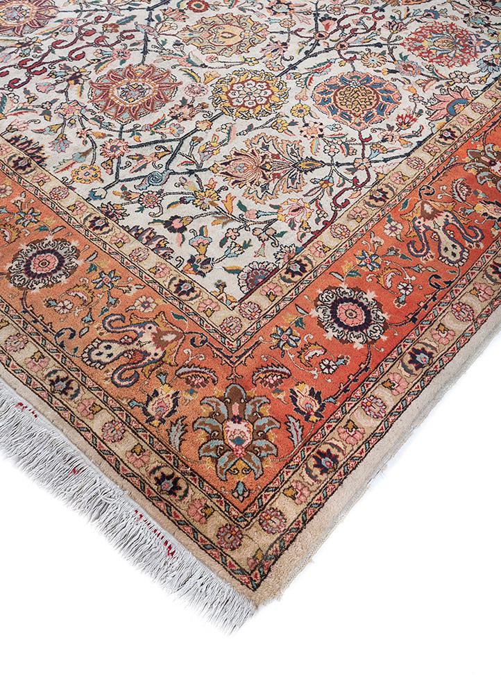 aalam beige and brown wool hand knotted Rug - FoldShot aalam beige and brown wool hand knotted Rug - FoldShot