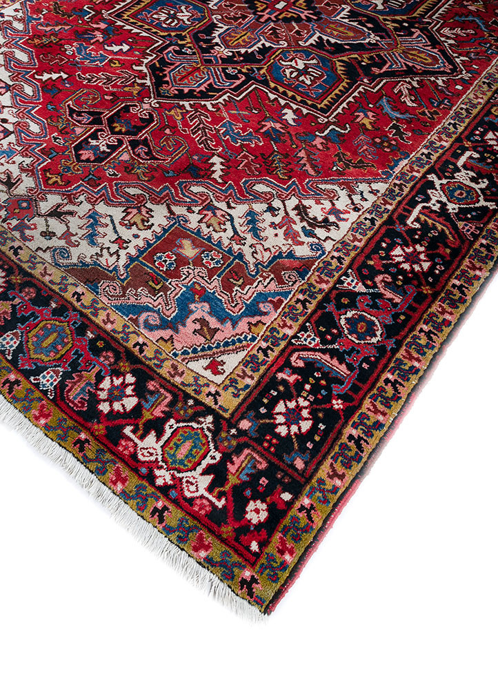 aalam red and orange wool hand knotted Rug - FoldShot aalam red and orange wool hand knotted Rug - FoldShot