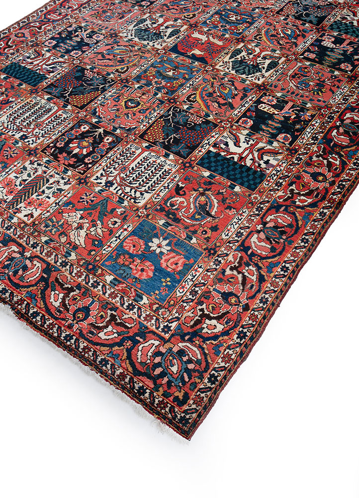 aalam red and orange wool hand knotted Rug - FoldShot aalam red and orange wool hand knotted Rug - FoldShot