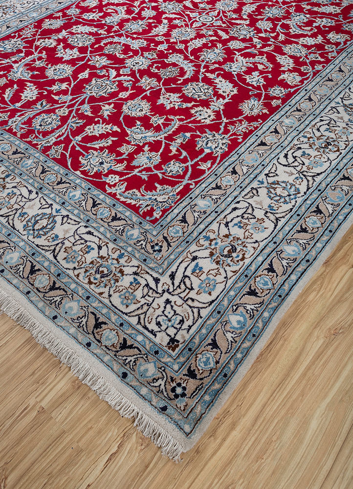 aalam red and orange wool hand knotted Rug - FoldShot aalam red and orange wool hand knotted Rug - FoldShot