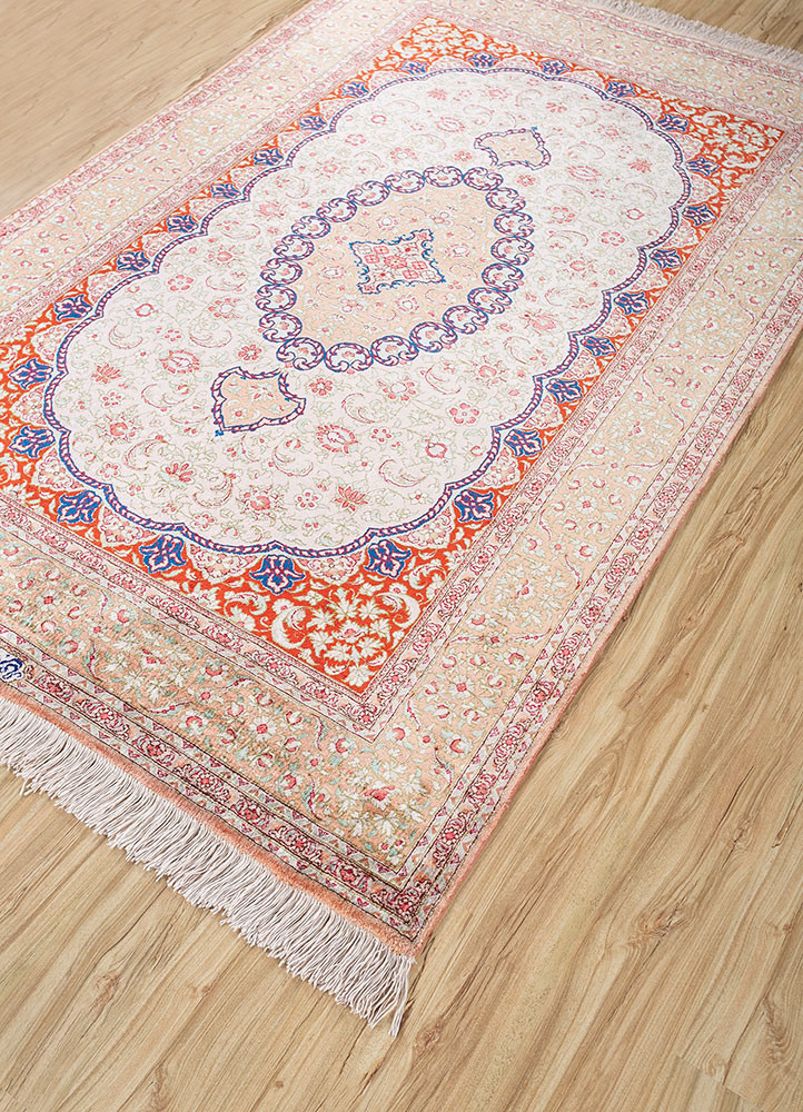 gulmarg pink and purple silk hand knotted Rug - FoldShot gulmarg pink and purple silk hand knotted Rug - FoldShot