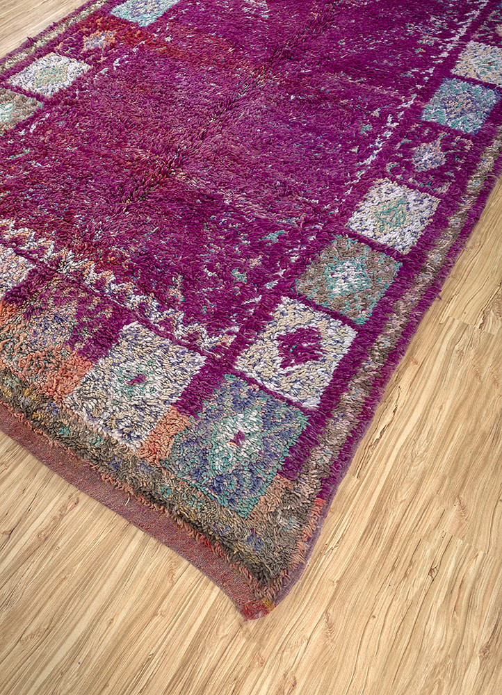 nuray pink and purple wool hand knotted Rug - FoldShot