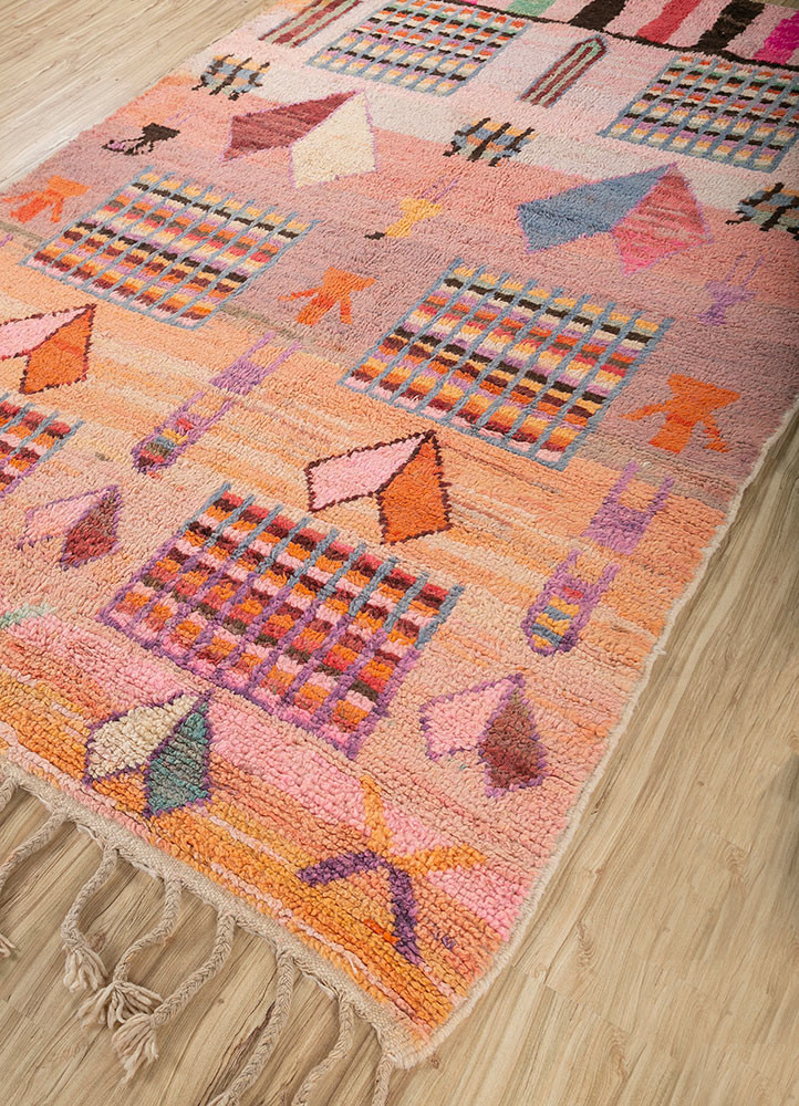 nuray pink and purple wool hand knotted Rug - FoldShot nuray pink and purple wool hand knotted Rug - FoldShot