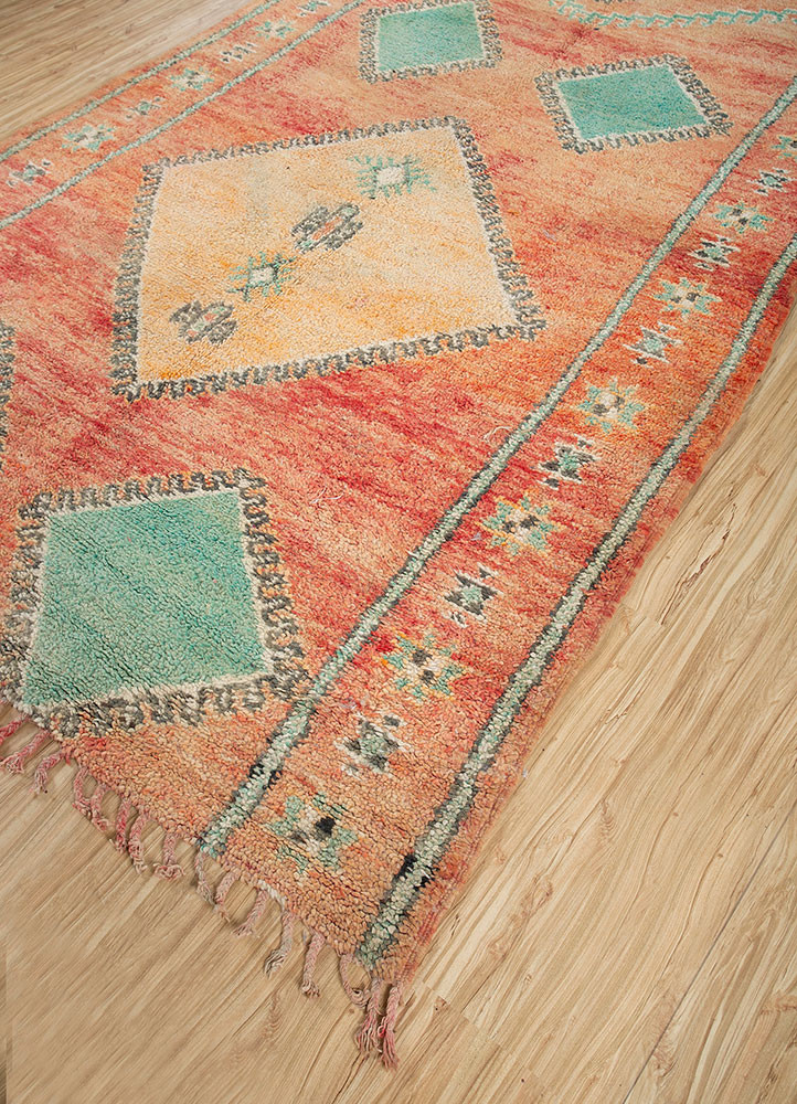 nuray red and orange wool hand knotted Rug - FoldShot nuray red and orange wool hand knotted Rug - FoldShot