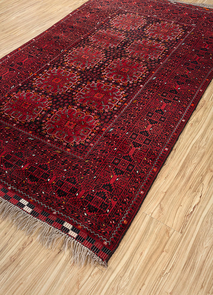 kiaan red and orange wool hand knotted Rug - FoldShot