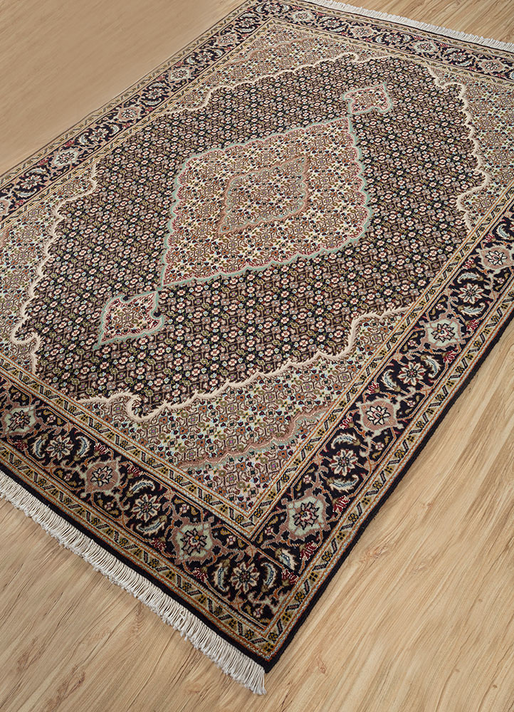 aalam blue wool hand knotted Rug - FoldShot aalam blue wool hand knotted Rug - FoldShot