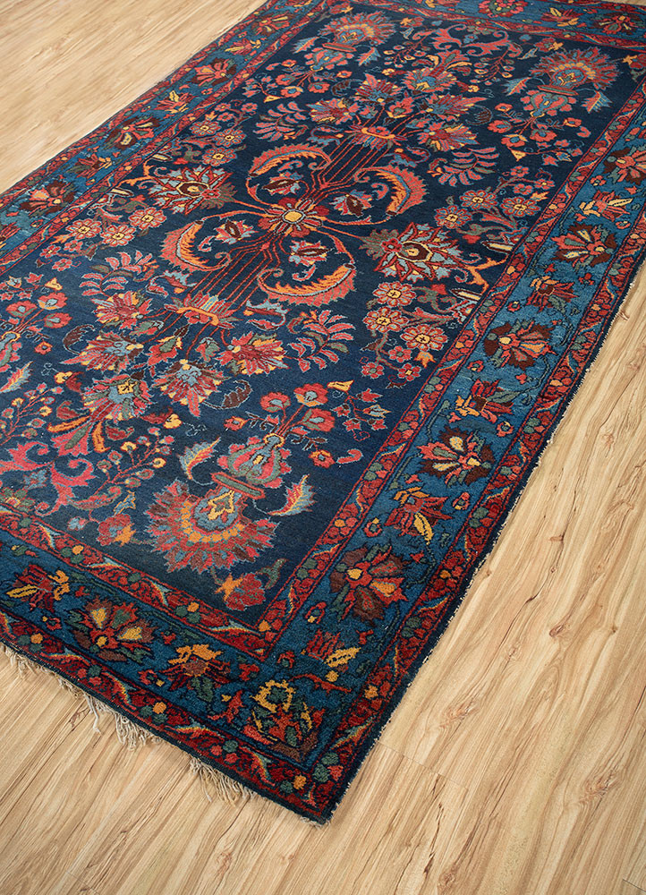 aalam blue wool hand knotted Rug - FoldShot aalam blue wool hand knotted Rug - FoldShot
