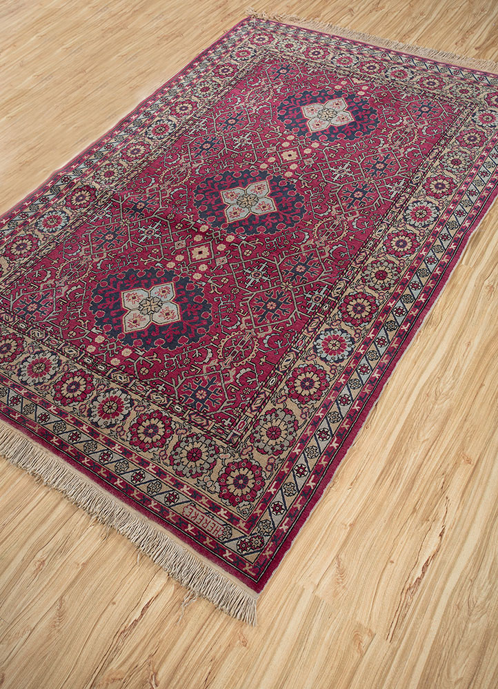 aalam red and orange wool hand knotted Rug - FoldShot aalam red and orange wool hand knotted Rug - FoldShot