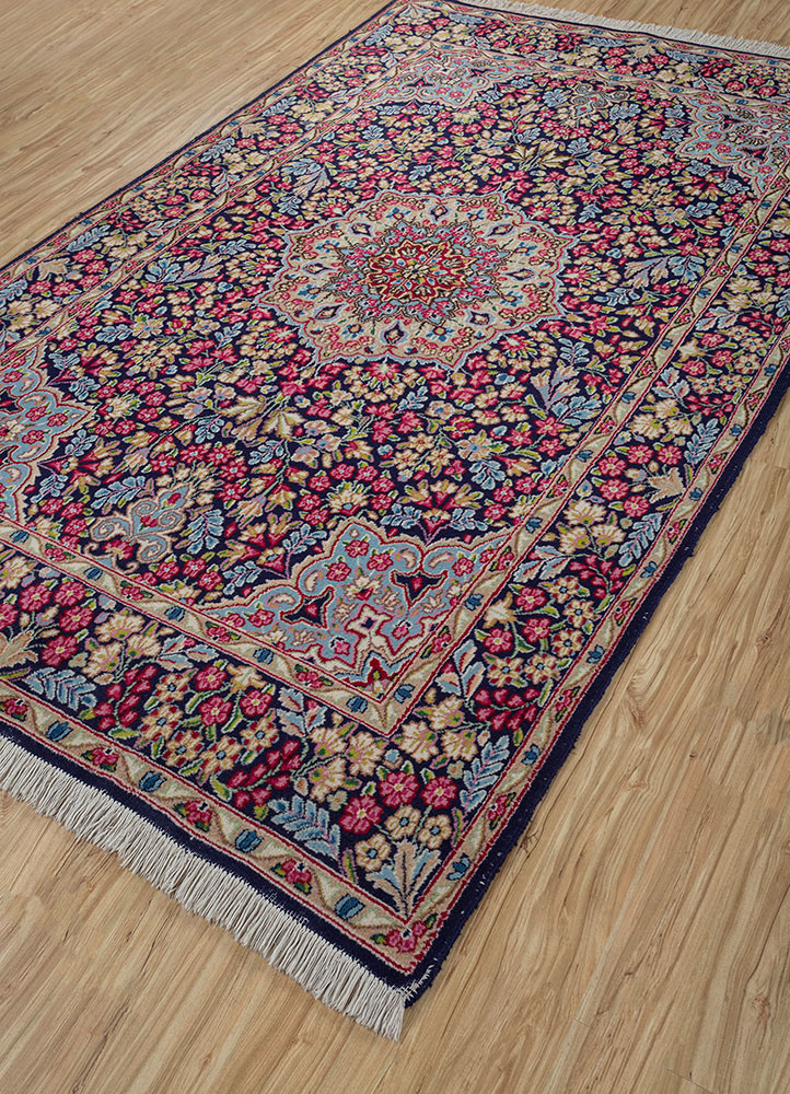 aalam blue wool hand knotted Rug - FoldShot