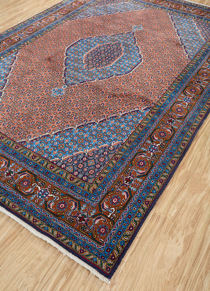 aalam red and orange wool hand knotted Rug - FoldShot aalam red and orange wool hand knotted Rug - FoldShot