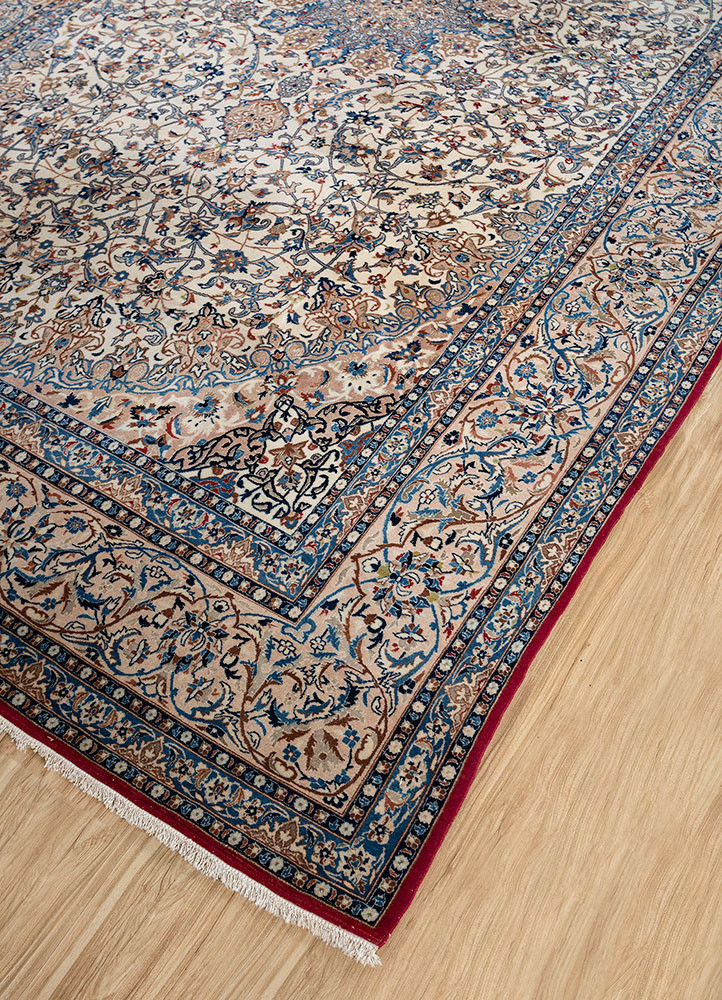 aalam ivory wool hand knotted Rug - FoldShot aalam ivory wool hand knotted Rug - FoldShot