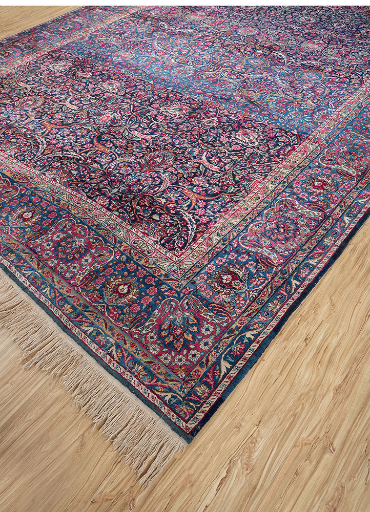 aalam blue wool hand knotted Rug - FoldShot aalam blue wool hand knotted Rug - FoldShot