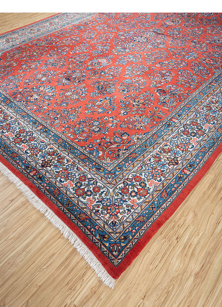 aalam blue wool hand knotted Rug - FoldShot aalam blue wool hand knotted Rug - FoldShot