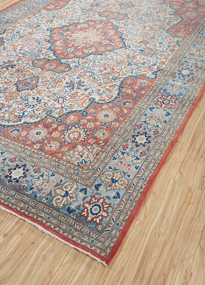 aalam red and orange wool hand knotted Rug - FoldShot aalam red and orange wool hand knotted Rug - FoldShot