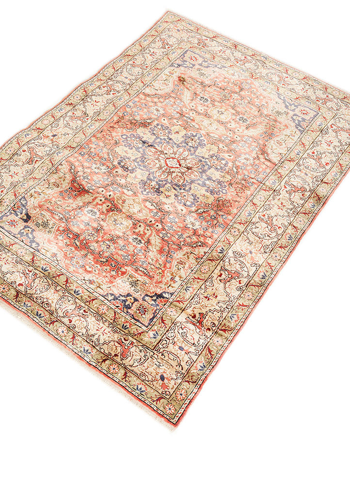 gulmarg red and orange silk hand knotted Rug - FoldShot gulmarg red and orange silk hand knotted Rug - FoldShot