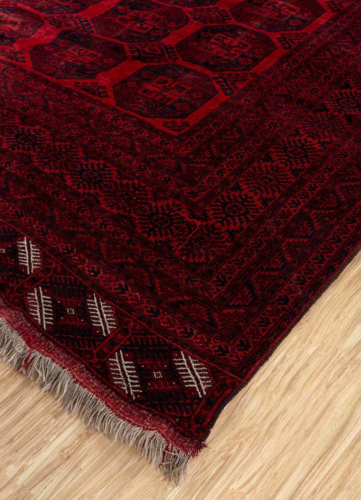kiaan red and orange wool hand knotted Rug - FoldShot