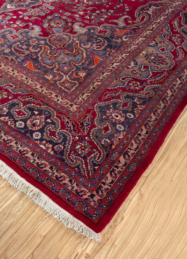 aalam red and orange wool hand knotted Rug - FoldShot aalam red and orange wool hand knotted Rug - FoldShot