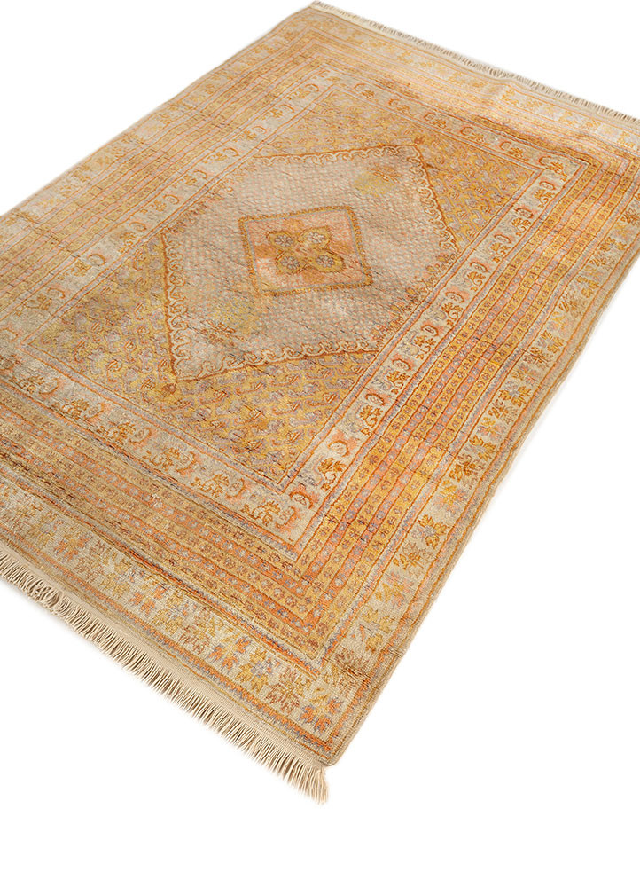 aalam gold wool hand knotted Rug - FoldShot