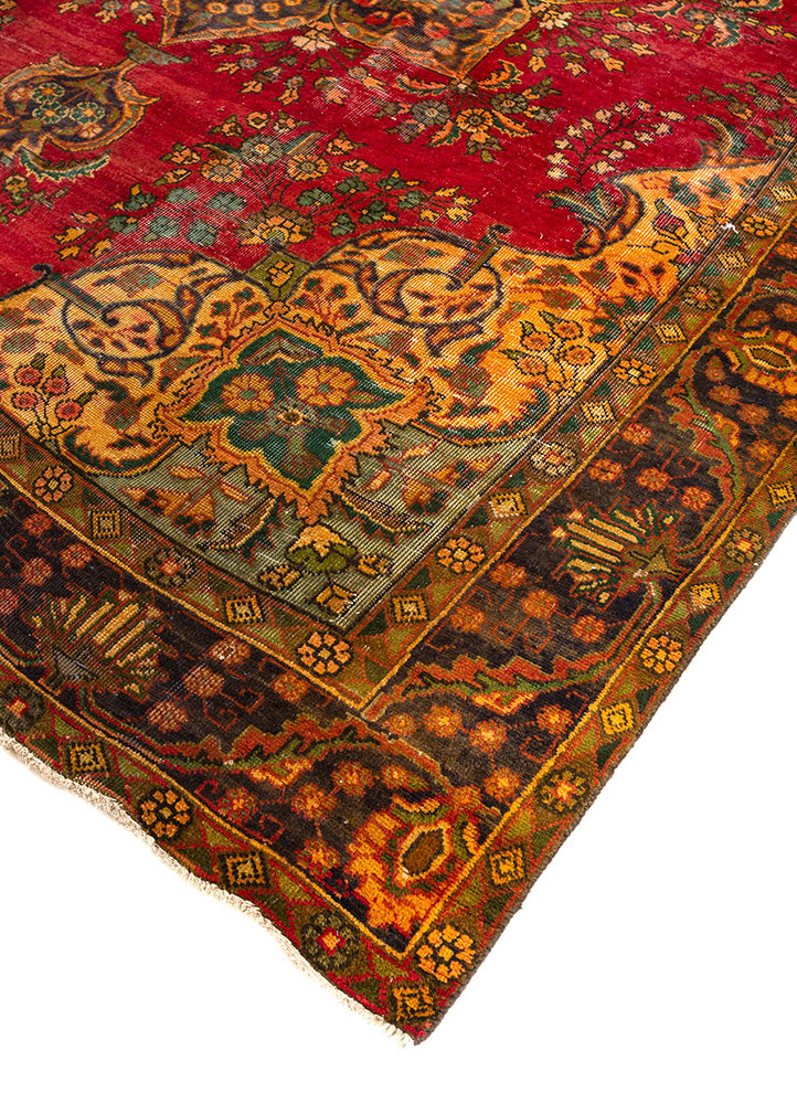 aalam red and orange wool hand knotted Rug - FoldShot aalam red and orange wool hand knotted Rug - FoldShot