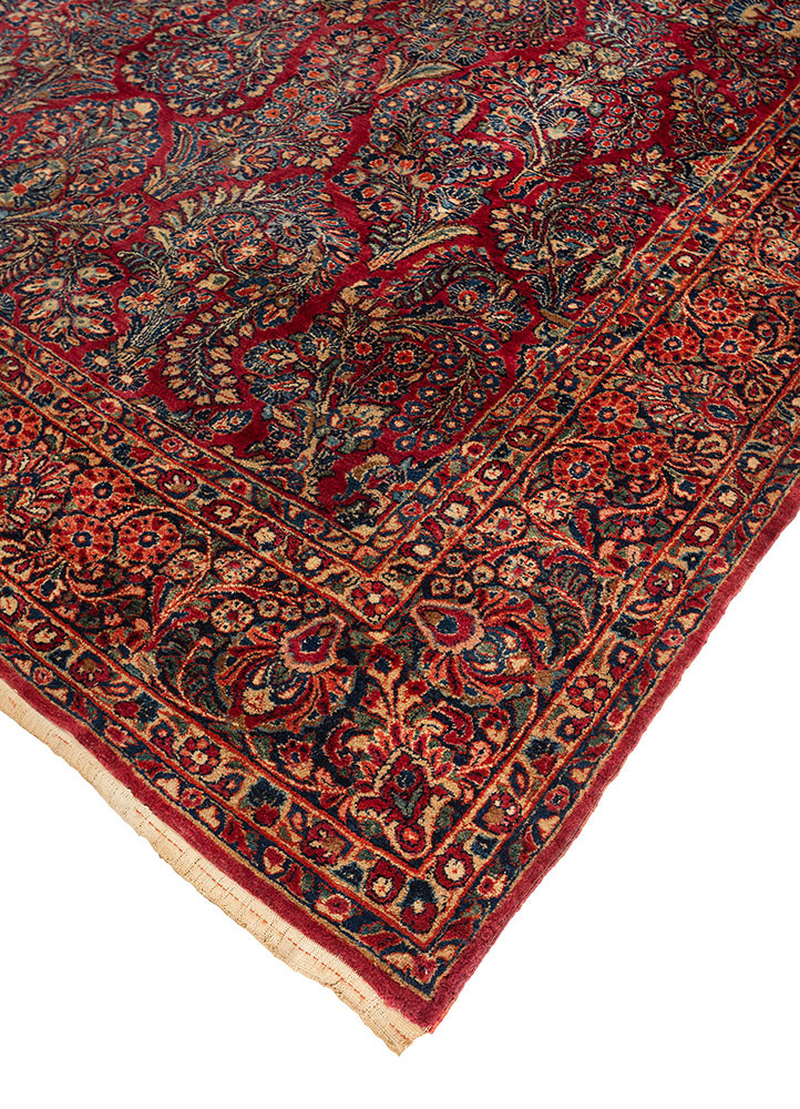 aalam pink and purple wool hand knotted Rug - FoldShot
