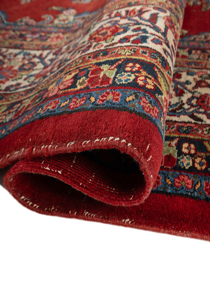 aalam red and orange wool hand knotted Rug - FoldShot