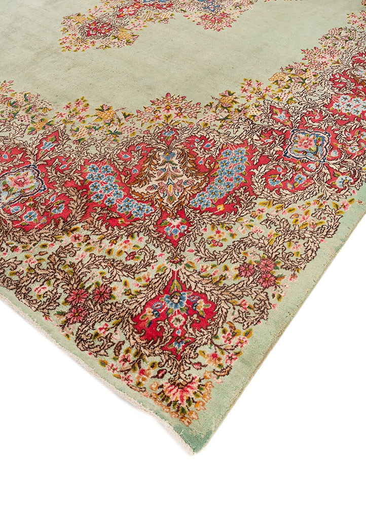 aalam green wool hand knotted Rug - FoldShot aalam green wool hand knotted Rug - FoldShot