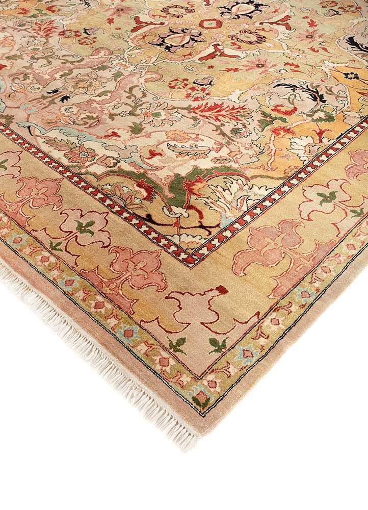 cyanna gold wool hand knotted Rug - FoldShot