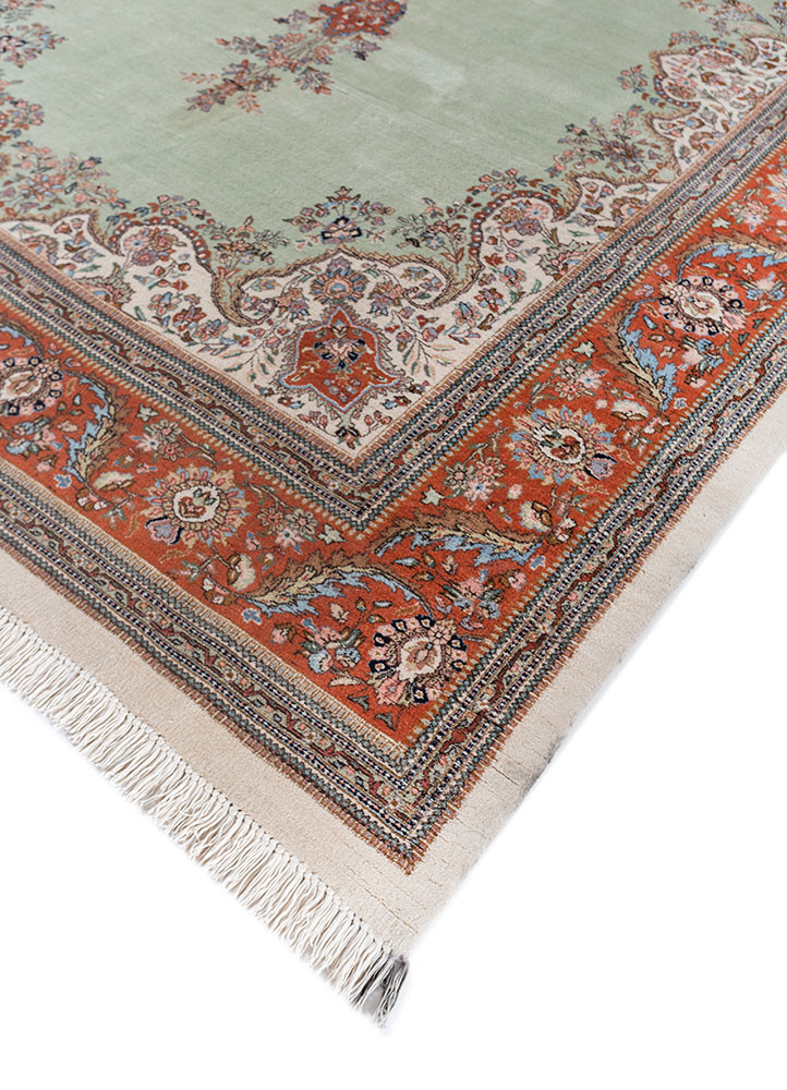aalam blue wool hand knotted Rug - FoldShot aalam blue wool hand knotted Rug - FoldShot