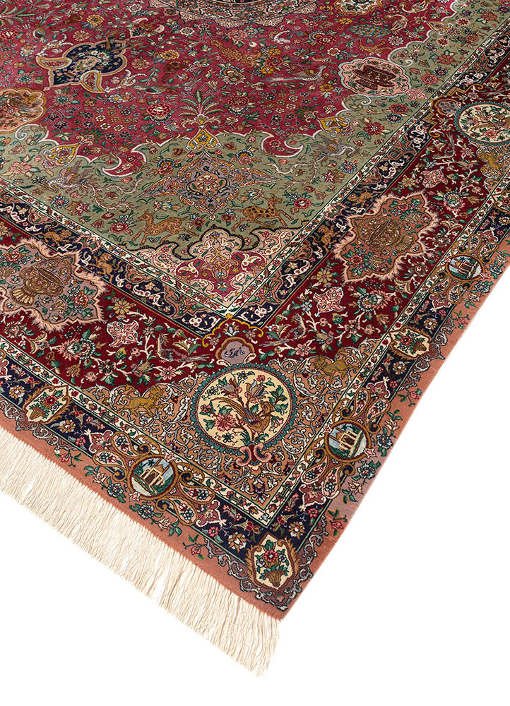 aalam red and orange wool hand knotted Rug - FoldShot