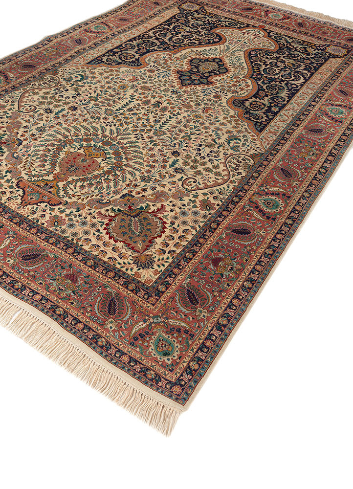 aalam blue wool and silk hand knotted Rug - FoldShot