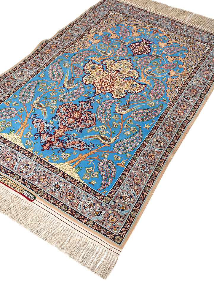 gulmarg blue wool hand knotted Rug - FoldShot gulmarg blue wool hand knotted Rug - FoldShot