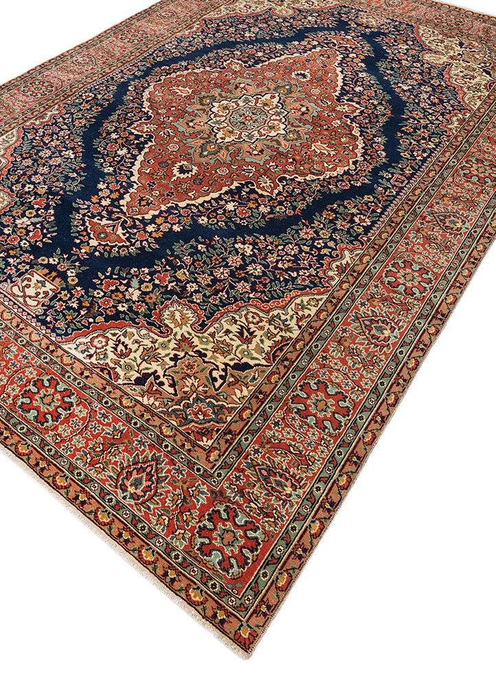 aalam blue wool hand knotted Rug - FoldShot aalam blue wool hand knotted Rug - FoldShot