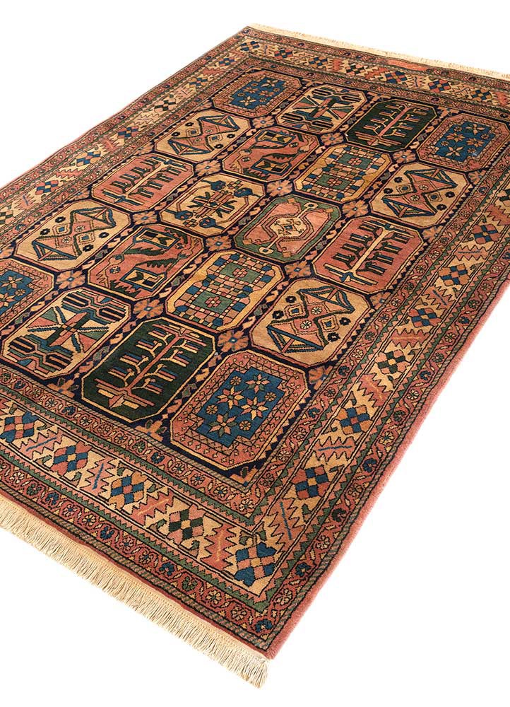 nuray red and orange wool hand knotted Rug - FoldShot