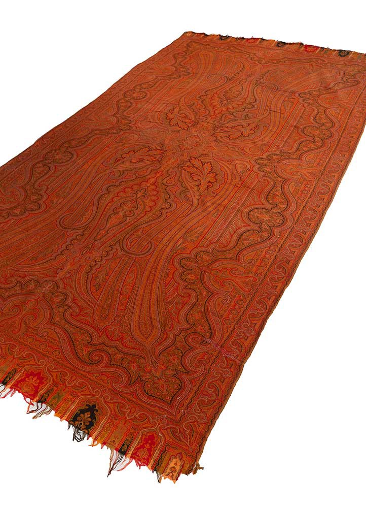 nayaab red and orange wool flat weaves Rug - FoldShot