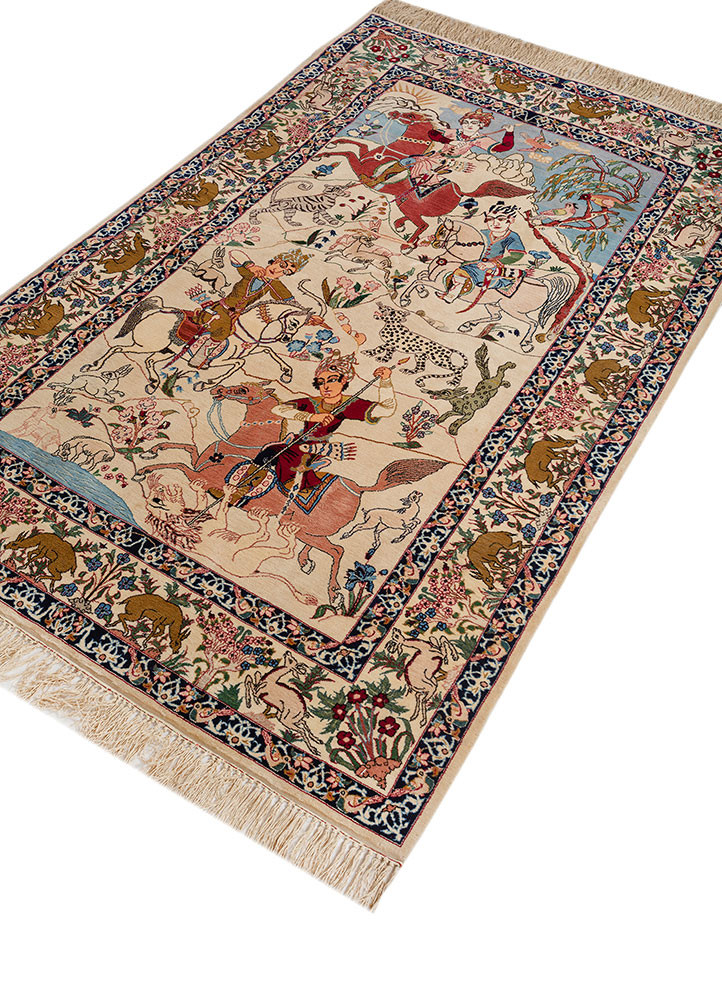 aalam ivory wool hand knotted Rug - FoldShot