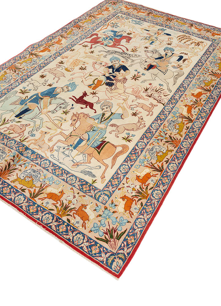 aalam ivory wool hand knotted Rug - FoldShot aalam ivory wool hand knotted Rug - FoldShot