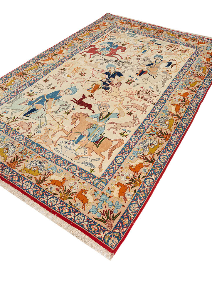 aalam ivory wool hand knotted Rug - FoldShot aalam ivory wool hand knotted Rug - FoldShot