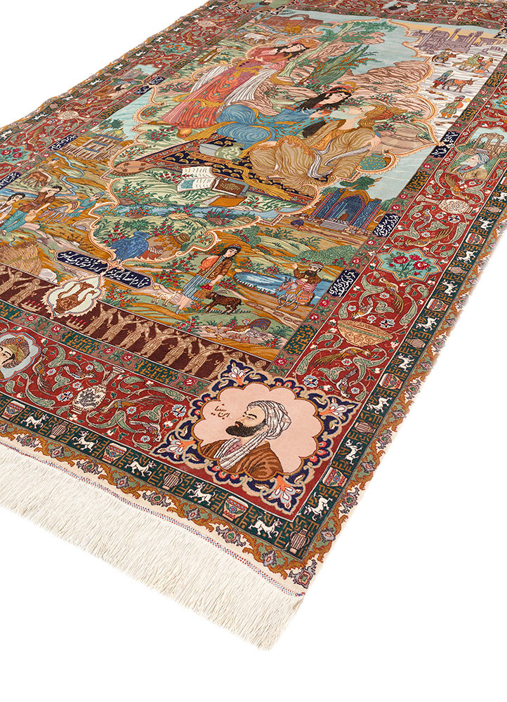 aalam green wool hand knotted Rug - FoldShot aalam green wool hand knotted Rug - FoldShot