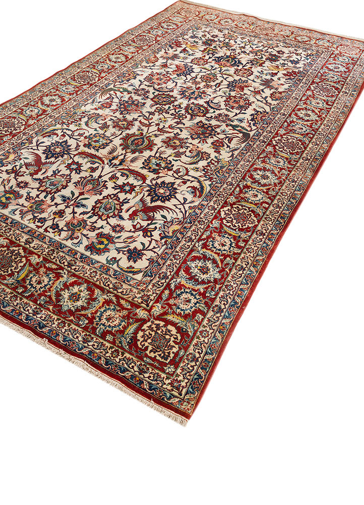 aalam ivory wool hand knotted Rug - FoldShot aalam ivory wool hand knotted Rug - FoldShot