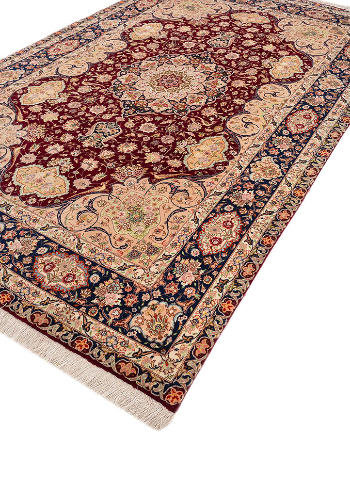 aalam red and orange wool hand knotted Rug - FoldShot aalam red and orange wool hand knotted Rug - FoldShot