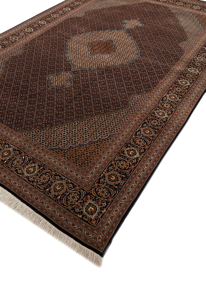aalam beige and brown wool hand knotted Rug - FoldShot aalam beige and brown wool hand knotted Rug - FoldShot