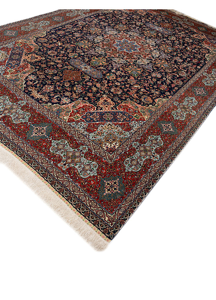 aalam blue wool hand knotted Rug - FoldShot
