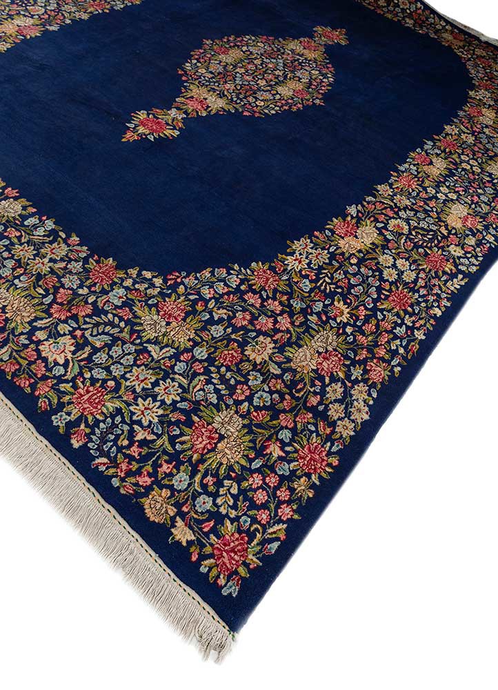 aalam blue wool hand knotted Rug - FoldShot