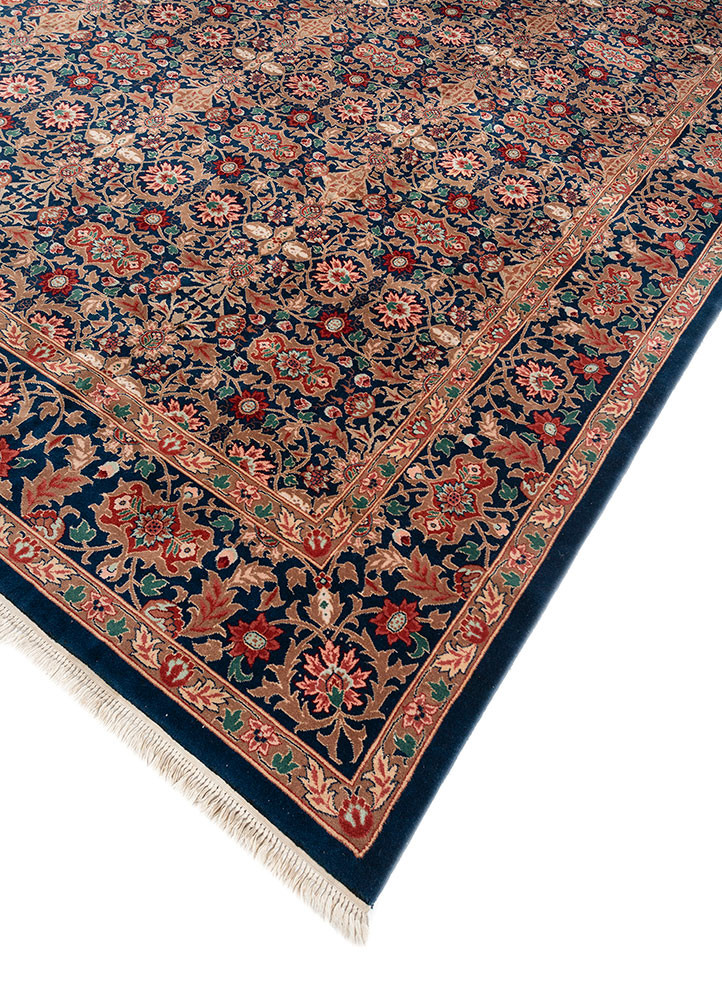 aalam blue wool hand knotted Rug - FoldShot