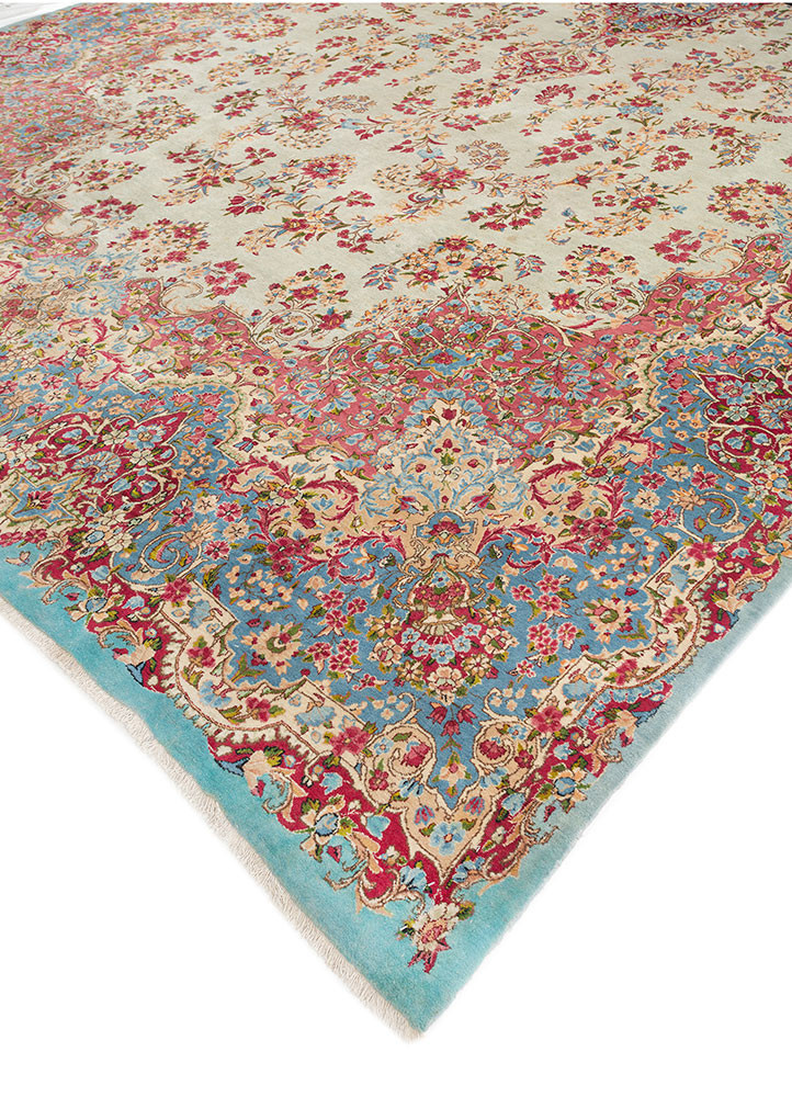 aalam blue wool hand knotted Rug - FoldShot