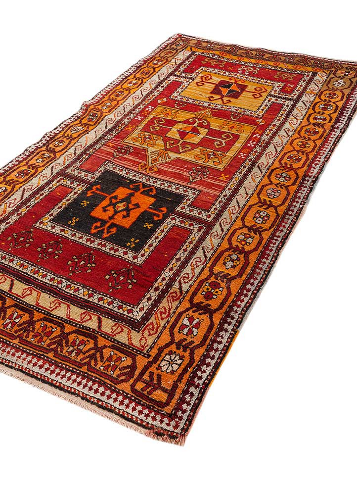 kiaan red and orange wool hand knotted Rug - FoldShot