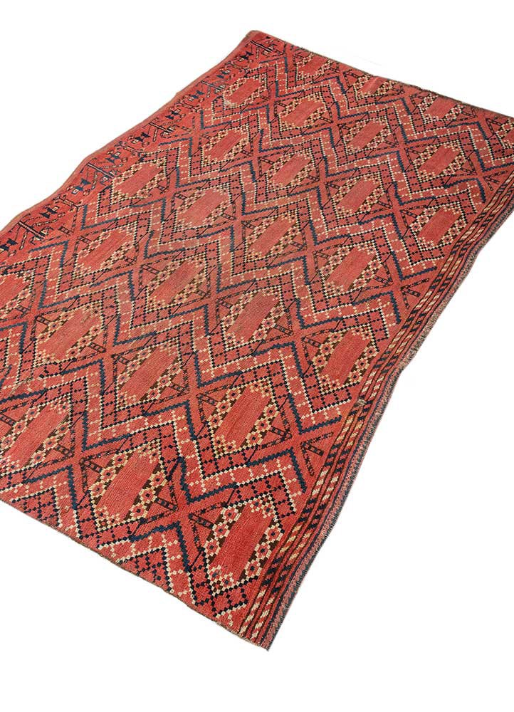 kiaan red and orange wool hand knotted Rug - FoldShot