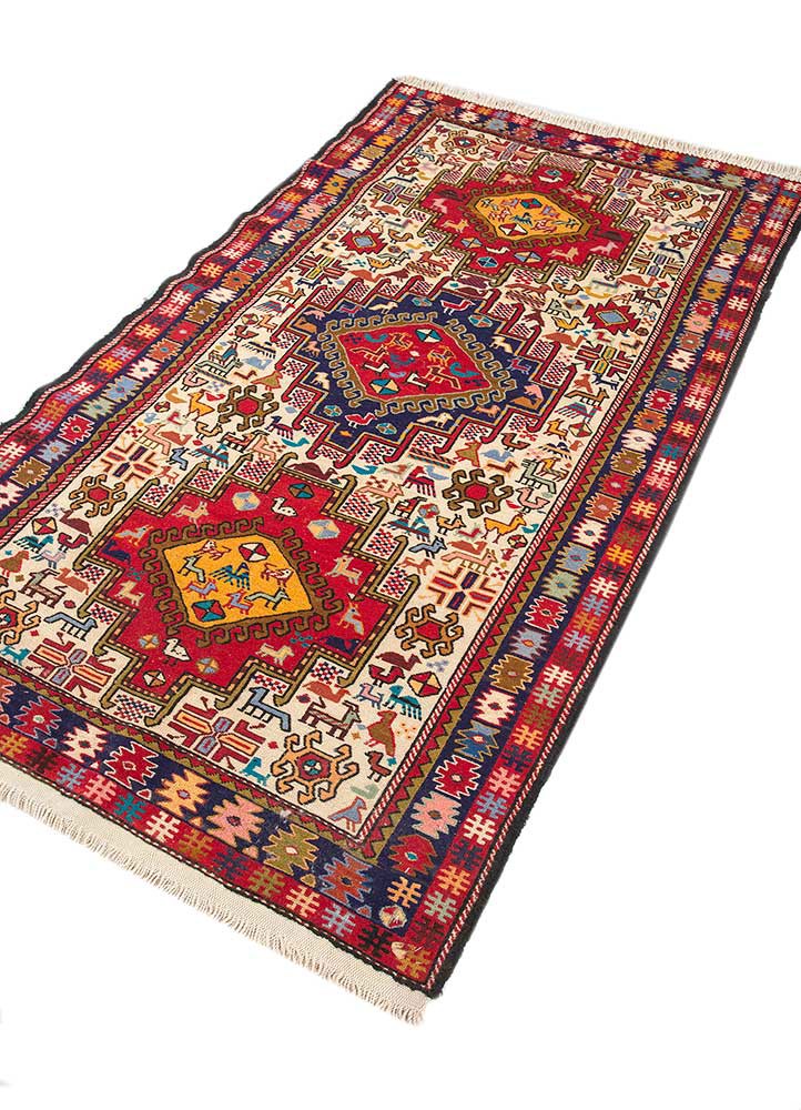 kiaan red and orange wool and silk hand knotted Rug - FoldShot